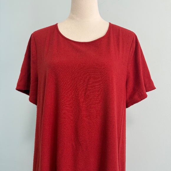 Eileen Fisher Women’s 100% Silk Noil A-Line Textured Red Dress Size L - Picture 3 of 13